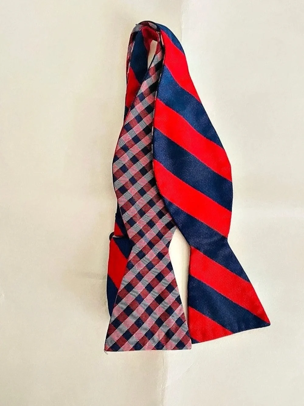 Lot of 3 Men's Silk Striped Adjustable Bow Ties- Jos A Bank-Cremieux & Unbranded
